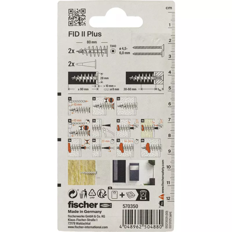 Fischer FID II Plus bucha para isolamento 80 mm, 2 unid. 570350