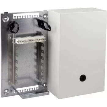 EFB-Elektronik VKA2 caixa de distribuição de fibra ótica com placa de base e kit de montagem VKA para 10 portas DA, montagem na parede, cinzento-claro 46017.1V10
