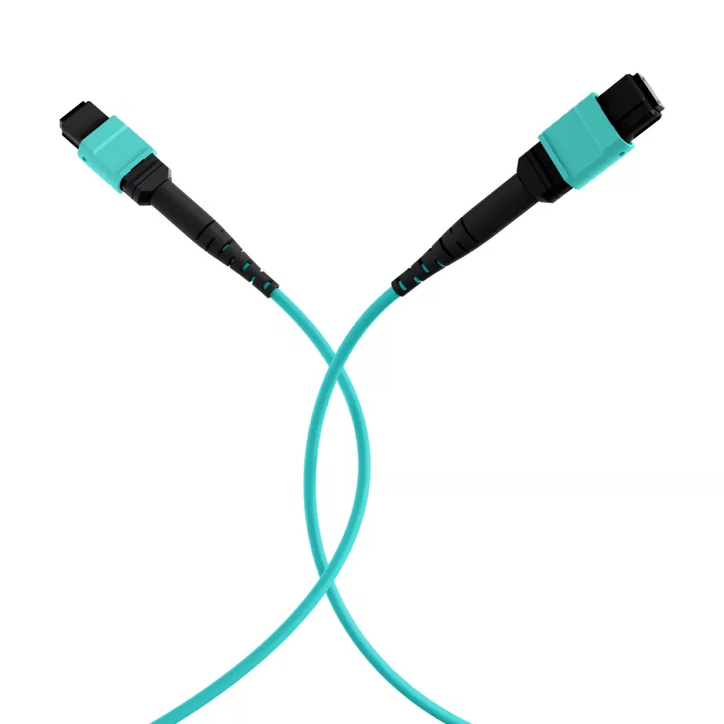 EFB cabo de patch MTP fêmea para MTP fêmea 12 fibras OM3, LSZH aqua, tipo A, 0,5 m MTPF12MTPFOM3-0,5-A