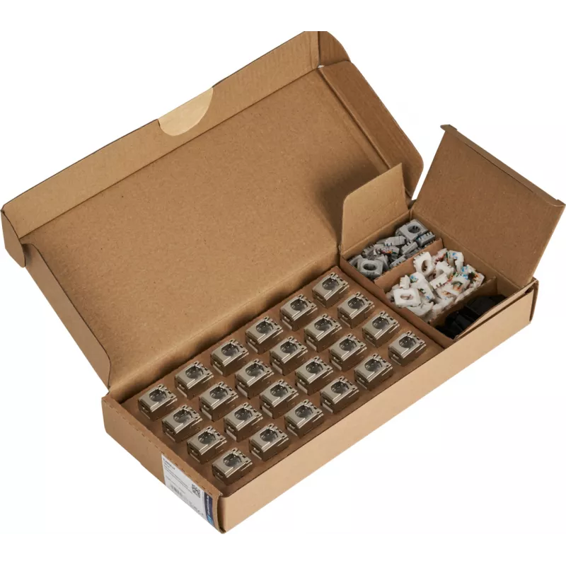 EFB E-20094-24 RJ45 Keystone Slimline/Shortbody Cat.6A Certificado por Componentes Prateado, 24 Unid.