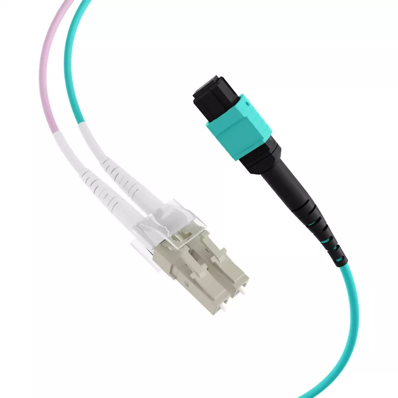 EFB MTP para LC 12 fibras OM3 LSZH Aqua cabo de patch fan-out, 7,5 m MTPF12LCOM3-7,5