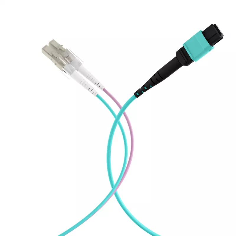 EFB MTP para LC 12 fibras OM3 LSZH Aqua cabo de patch fan-out, 7,5 m MTPF12LCOM3-7,5