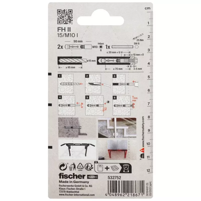 Fischer FH II 15/M10 I K NV Ancoragem de alto desempenho, 1 conjunto (532752)