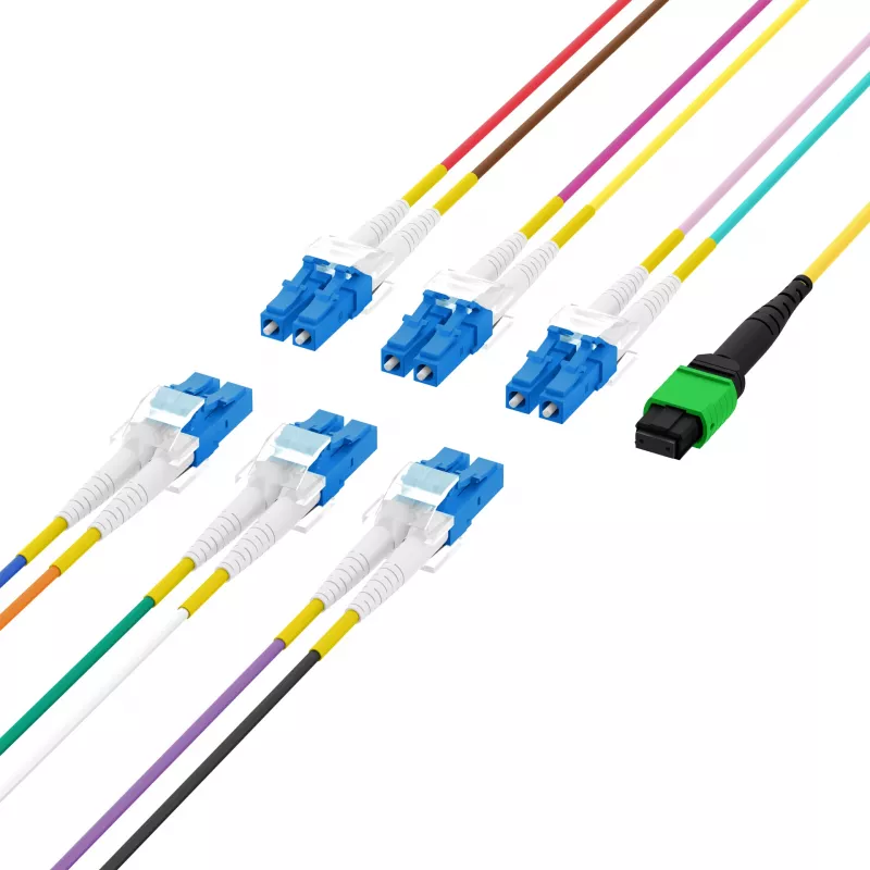 EFB Elektronik MPOF12LCOS2-2 Cabo trunk MPO-PLUS/APC(F)-LC OS2 12 fibras tipo B LSZH amarelo 2m