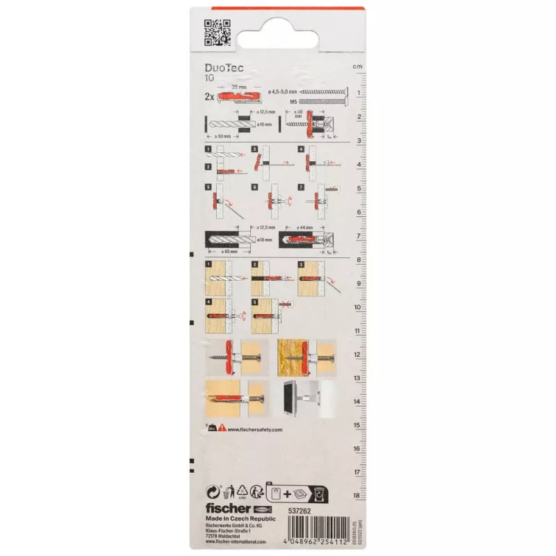 Bucha para cavidades Fischer DuoTec 10 K NV H 50 mm com parafuso, 1 conjunto 537262