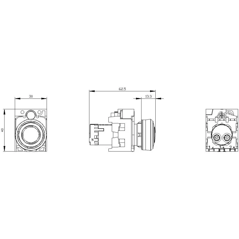Siemens SIRIUS ACT 3SU1200-6KB10-1AA0 Sinalizador acústico, 22 mm redondo, plástico, preto, 24 V AC/DC, IP66/IP67/IP69K