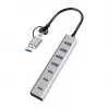 LogiLink Hub USB 3.0, 7 portas, 4x USB-A 3x USB-C, caixa de alumínio
