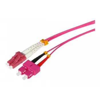 Cabo patch de fibra ótica Tecline HD OM4 multimodo LC para SC duplex, 50/125 µm, Erika violeta, 7,5 m 798LS07