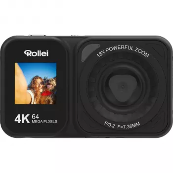Rollei Compactline 64 Dual Screen Câmara Digital – 14MP, Zoom 5x, Preto