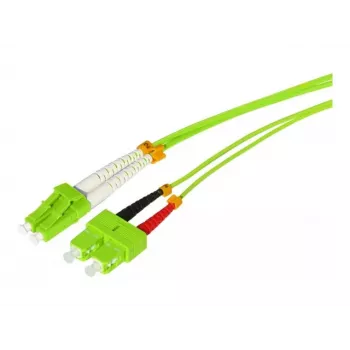 Tecline HD OM5 50/125 µm Cabo de fibra ótica multimodo, LC Duplex para SC Duplex, Verde lima, 3,0 m 796LS03