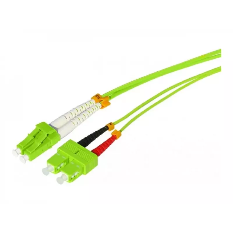 Tecline HD OM5 50/125 µm Cabo de fibra ótica multimodo, LC Duplex para SC Duplex, Verde lima, 3,0 m 796LS03