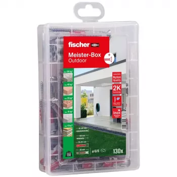 FISCHER Ajudante prático Sortido de buchas e parafusos para exteriores e zonas húmidas 130 peças 561385