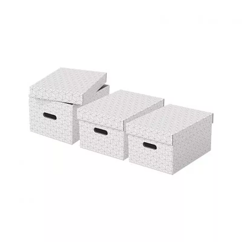 Caixa de arrumação LEITZ 628282 Home Medium, conjunto de 3 peças, branco, 100% cartão canelado reciclado, tampa removível, empilhável
