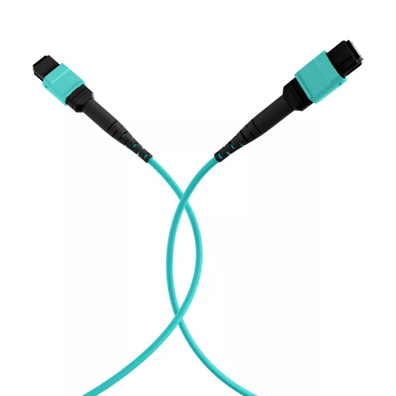 Cabo de patch EFB Elektronik MPO-PLUS fêmea para MPO-PLUS fêmea, OM3 multimodo, 12 fibras, tipo B, LSZH aqua, 5 m MPOF12MPOFOM3-5