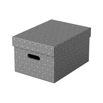 Esselte Home Caixa de arrumação M, 17,5 L, 26,5 x 36,5 x 20,5 cm, pack de 3, branco/cinzento (628283)