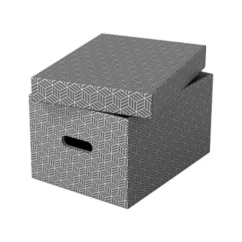 Esselte Home Caixa de arrumação M, 17,5 L, 26,5 x 36,5 x 20,5 cm, pack de 3, branco/cinzento (628283)