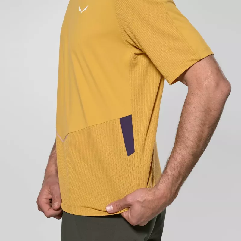 T-shirt desportiva de secagem rápida Salewa Pedroc Dry Hybrid homem - Olive Oil, tamanho L
