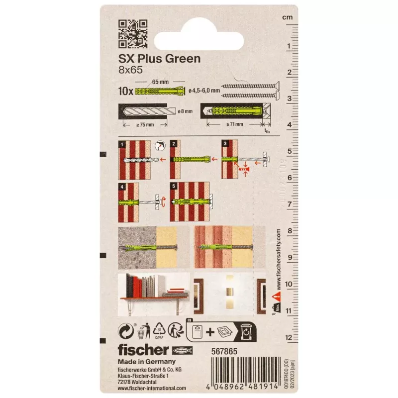 Bucha Fischer SX Plus Green 65 mm 8 mm 567865 1 unid.