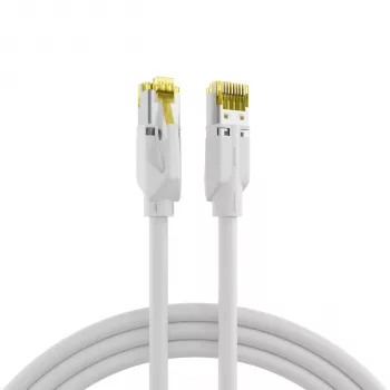 Cabo de patch EFB-Elektronik Cat.6A S/FTP LSZH, RJ45, branco, 0,25 m K8560WS.0,25