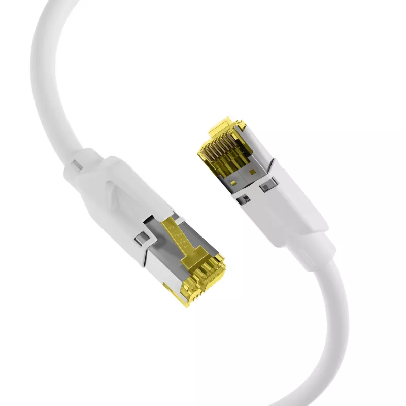 Cabo de patch EFB-Elektronik Cat.6A S/FTP LSZH, RJ45, branco, 0,25 m K8560WS.0,25