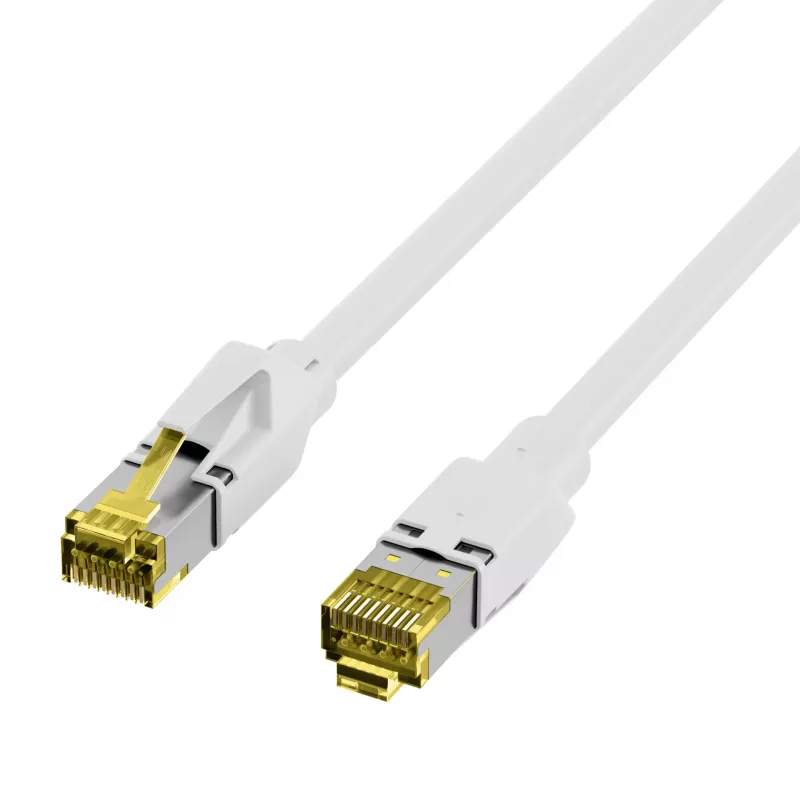 Cabo de patch EFB-Elektronik Cat.6A S/FTP LSZH, RJ45, branco, 0,25 m K8560WS.0,25