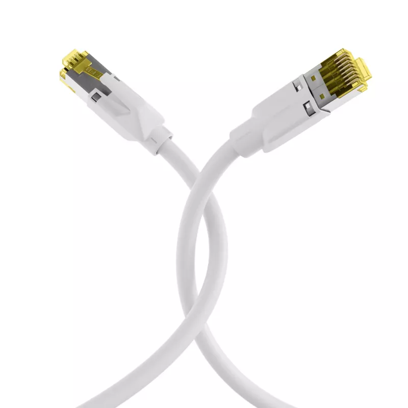 Cabo de patch EFB-Elektronik Cat.6A S/FTP LSZH, RJ45, branco, 0,25 m K8560WS.0,25