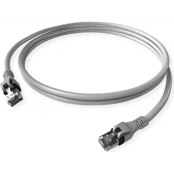 Cabo de patch ZVK GmbH EasyLan PushPull Cat 6 STP, ficha RJ-45 para ficha RJ-45, 1 m, cinzento, bainha anti-dobra moldada CPP1OACACA0010