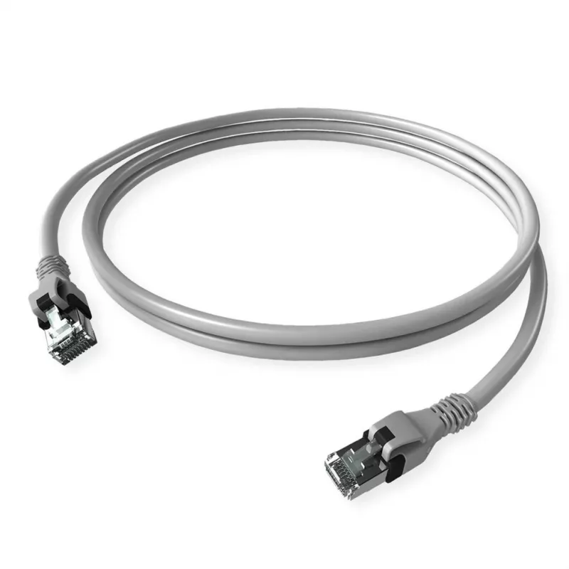 Cabo de patch ZVK GmbH EasyLan PushPull Cat 6 STP, ficha RJ-45 para ficha RJ-45, 1 m, cinzento, bainha anti-dobra moldada CPP1OACACA0010