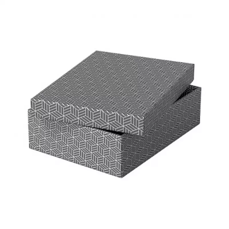Caixa de armazenamento e presente Esselte Home M, conjunto de 3, cinzento, cartão canelado 100% reciclado, tampa removível 628285