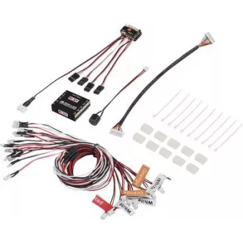 Unidade de iluminação LED Reely branco, laranja, vermelho (RE-5631027) – sistema de iluminação para modelo RC 10-LED, LEDs de 5mm, 4,8-6V