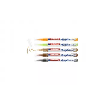 Conjunto de marcadores acrílicos Edding 5300 ponta fina 5 cores diferentes 4-5300-5S-1