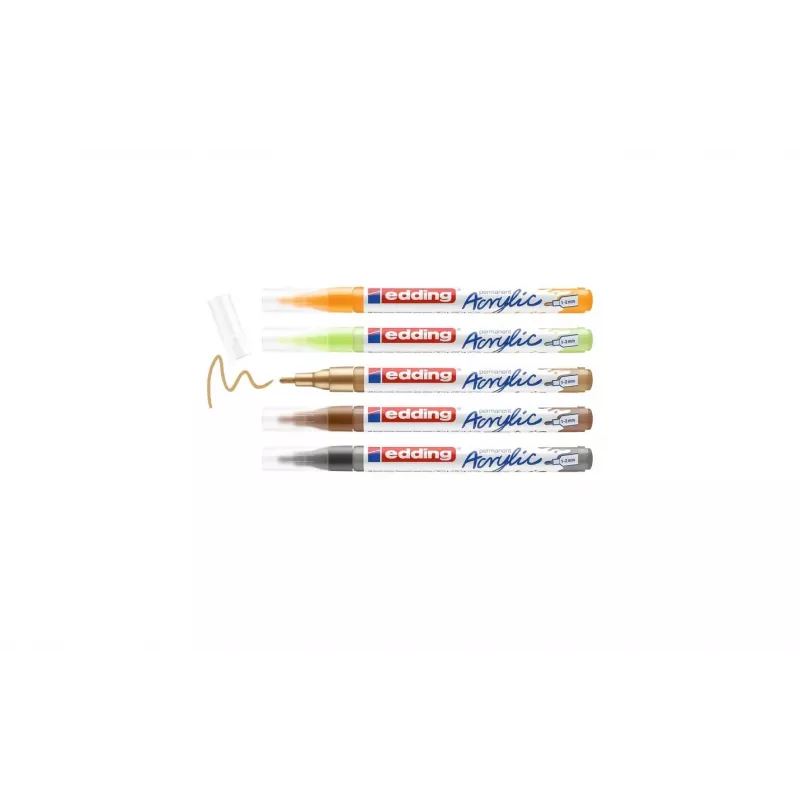 Conjunto de marcadores acrílicos Edding 5300 ponta fina 5 cores diferentes 4-5300-5S-1