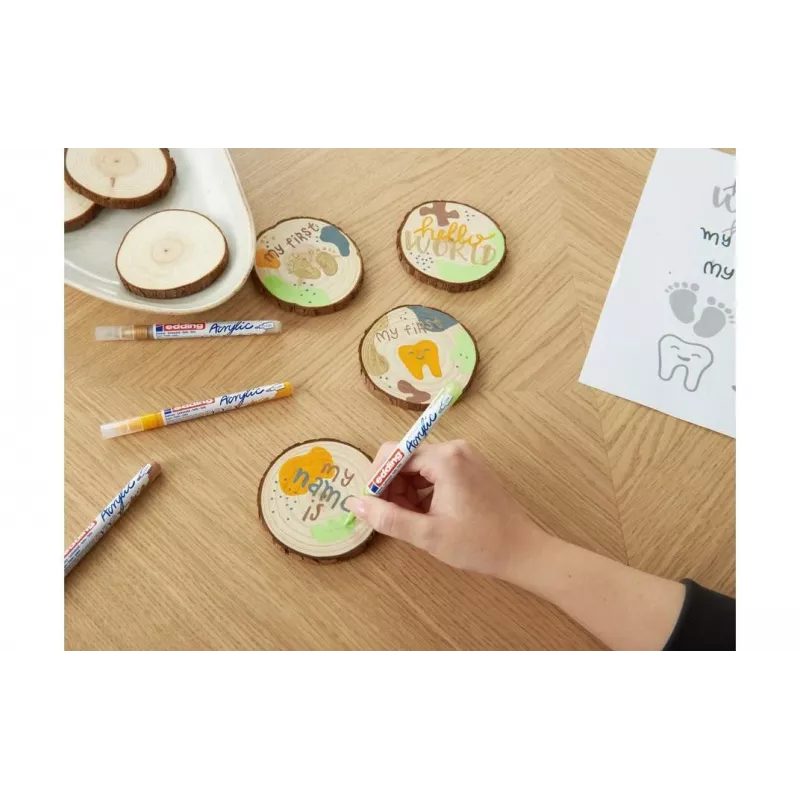 Conjunto de marcadores acrílicos Edding 5300 ponta fina 5 cores diferentes 4-5300-5S-1