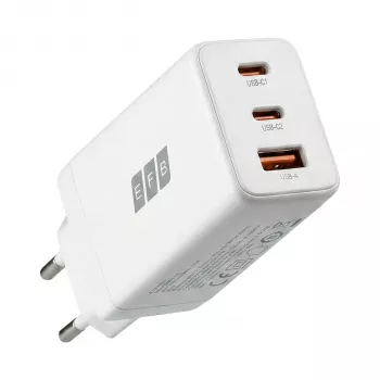 Carregador de parede EFB Elektronik 65W GaN 2x USB-C + USB-A PD3.0 QC3.0 branco G651A2CE