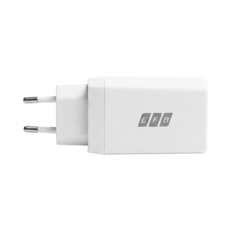 Carregador de parede EFB Elektronik 65W GaN 2x USB-C + USB-A PD3.0 QC3.0 branco G651A2CE