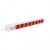 Régua de tomadas para rack EFB Elektronik EK631CD.1GRV2 19 polegadas 1U, 8x tomadas CEE 7/3 vermelhas, entrada IEC C14, proteção de sobrecarga 10A, cinzento
