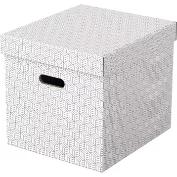 LEITZ Home Cube Conjunto de caixas de arrumação com 3 unidades, branco, 100% cartão canelado reciclado, tampa removível 628288