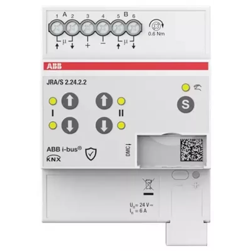 ABB JRA/S2.24.2.2 Atuador para estores/persianas, 2 canais, 24V, operação manual, KNX 2CDG110295R0011