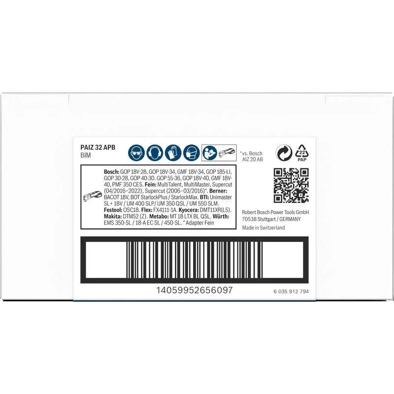 Bosch PRO PAIZ 32 APB Lâmina de serra de imersão 32x60 mm StarlockPlus bimetal 2608669130