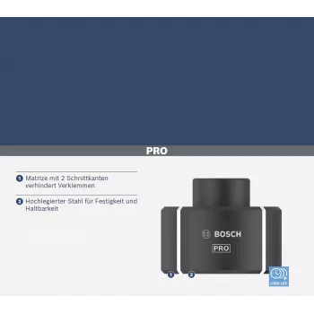 Bosch 2608001168 Matriz de cravar para terminais tubulares e conectores, 240 mm², perfil sextavado