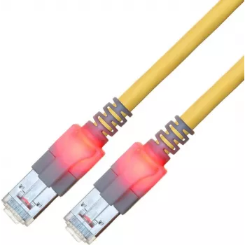 Cabo patch LED Easylan DualBoot RJ45 S/FTP Cat.6 (Class E), com fichas saCon, LSOH, amarelo, 25 m CS1OYCDCD0250