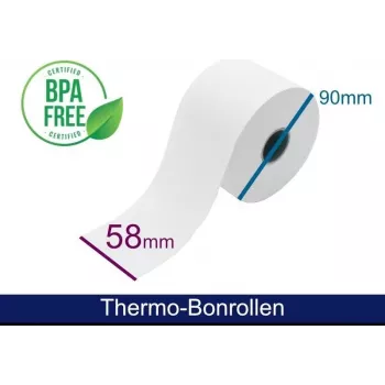 ARTDEV Rolo de papel térmico 58 mm x 90 mm x 25,4 mm enrolamento interior branco ADT589025-WI