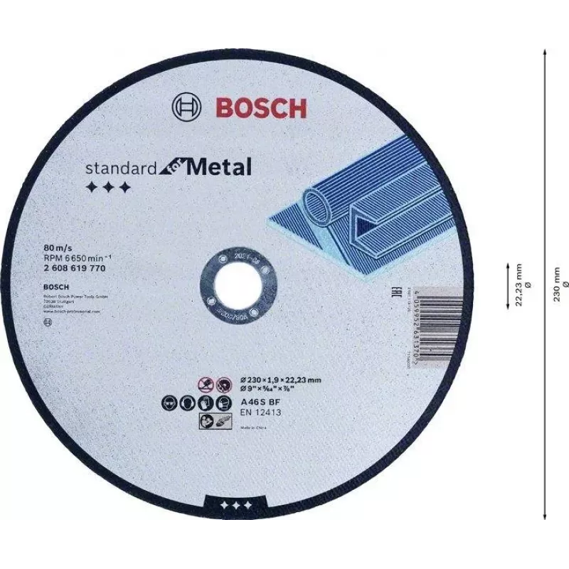 Disco de corte Bosch Standard for Metal 2608619769 180 mm x 3 mm x 22,23 mm, óxido de alumínio, 1 unid.