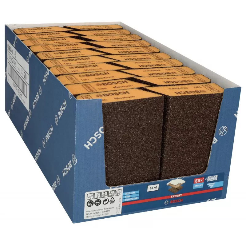 Esponja de lixar Bosch EXPERT M475, K120 médio, óxido de alumínio, húmido e seco, bloco retangular 2608621921