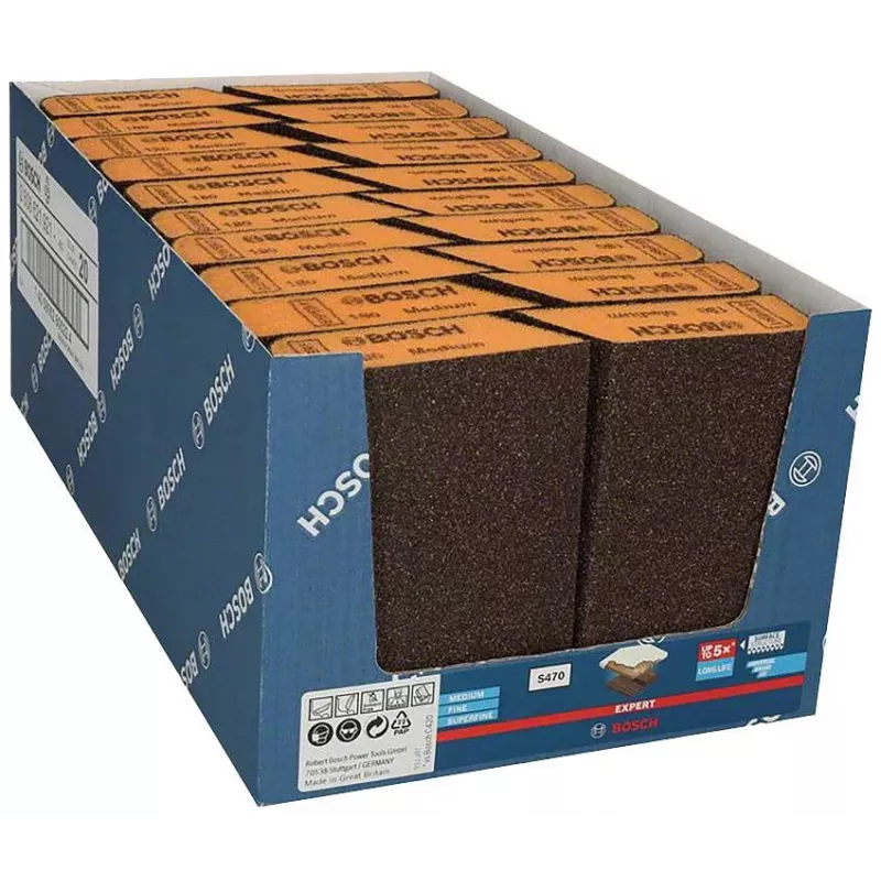 Esponja de lixar Bosch EXPERT M475, K120 médio, óxido de alumínio, húmido e seco, bloco retangular 2608621921