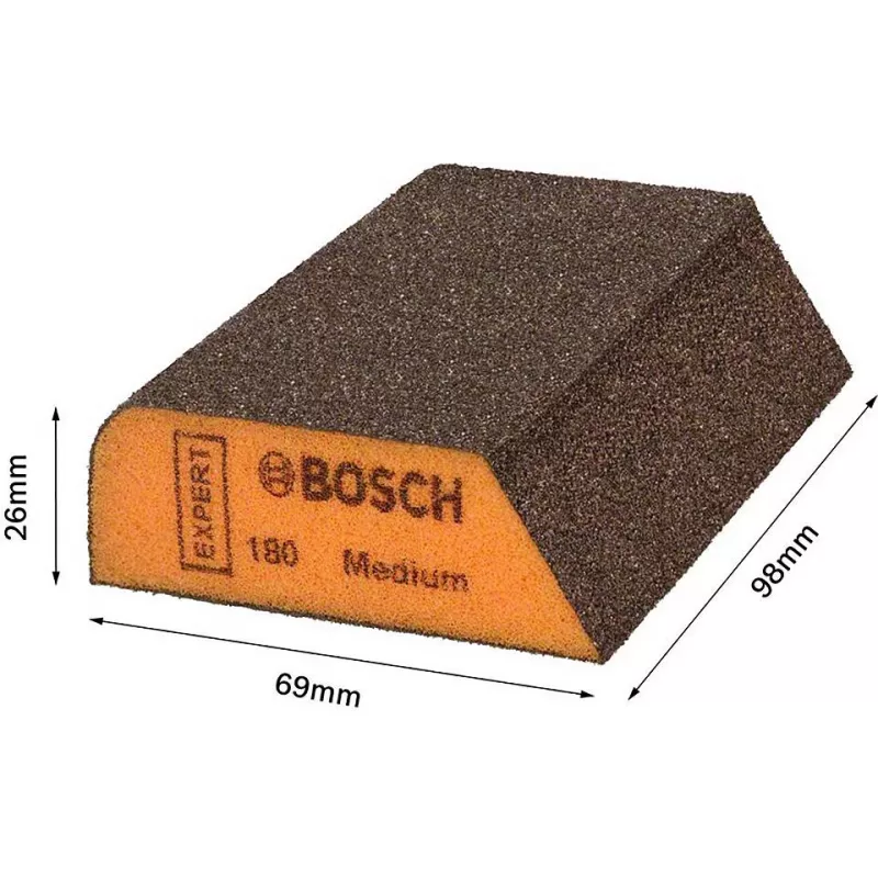 Esponja de lixar Bosch EXPERT M475, K120 médio, óxido de alumínio, húmido e seco, bloco retangular 2608621921