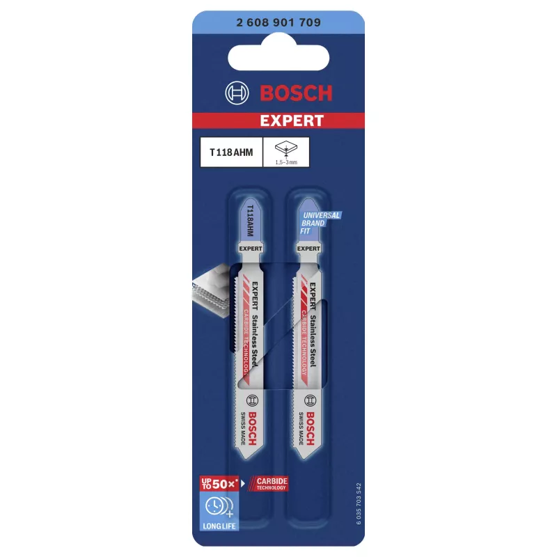 Lâmina de serra de recortar Bosch EXPERT T 118 AHM carbeto para aço inoxidável, pack de 3 2608901709