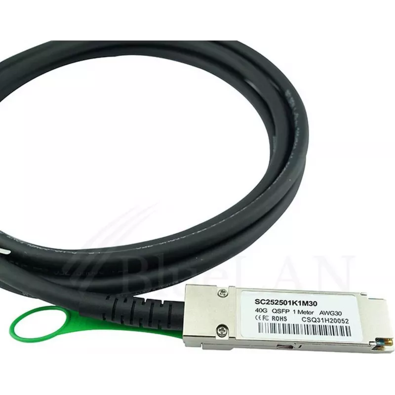 Cabo direct attach BlueLAN QSFP+, 40GBASE-CR4, Ethernet/InfiniBand QDR, 28 AWG, 5 m, compatível com H3C LSWM1QSTK5 LSWM1QSTK5-BL