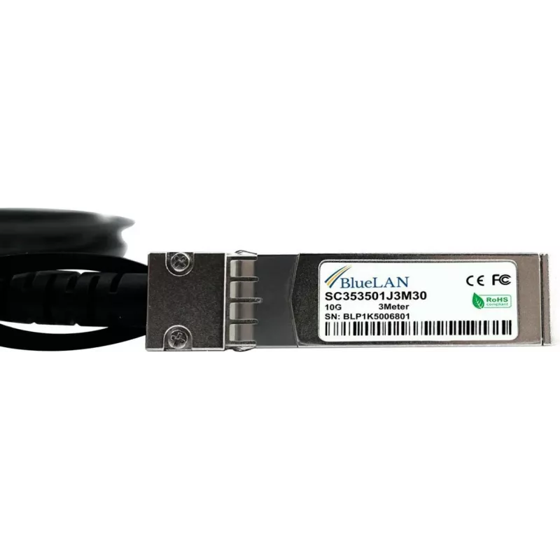 BlueLAN Cabo Direct Attach passivo 10GBASE-CR SFP+ para SFP+, 0,5m, AWG30 (SFPP-DAC-0.5M-BL)