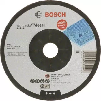 Disco de desbaste Bosch Standard for Metal 125 x 6,0 mm centro rebaixado tipo 27 óxido de alumínio 2608619777